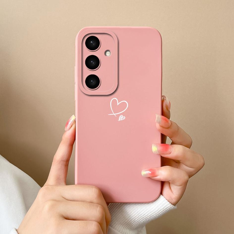 Чехлы для телефонов Samsung A05 A16 A56 F14 S25 Plus Ultra A05S A26 A36 Роскошные сердечки с рисунком из мягкого жидкого силикона для защиты линз Samsung Covers