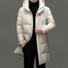 Мужская длинная зимняя куртка с капюшоном 2025 - Теплое пальто с 90% пуха белой утки