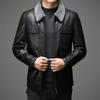 Winter Men's Plush and Thick Fur Integrated Leather Jacket  Dad's Casual Daily Warmth and Windproof PU Leather Jacket