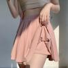 Ice Silk Skirts with Safty Pants Straight A-line Mini Skirt Simple Pleated Skirts Women  Female