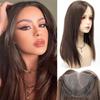 Синтетическая челка, невидимое кружево, средний пробор, длинные прямые волосы, холодный коричневый топпер, накладка для волос, легко носить, для маскировки седины, для женщин