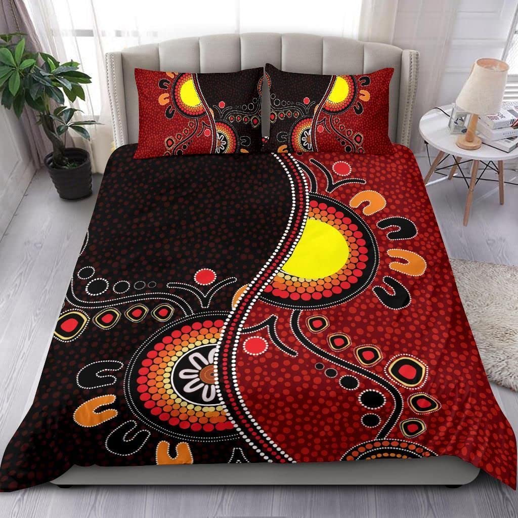 Purple Australian Original Bedding Collection Geometric Pattern Duvet Cover Microfiber Indigenous Style Comforter Cover Twin King Size