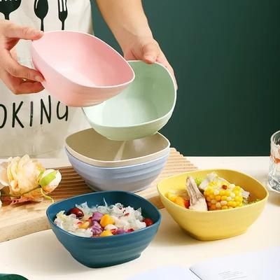 Квадратные миски для супа из пшеничной соломы, миски для рамена, устойчивые к падению, большие миски для салата, фруктов, риса, контейнеры для еды, кухонная посуда, подходит для использования в микроволновой печи
