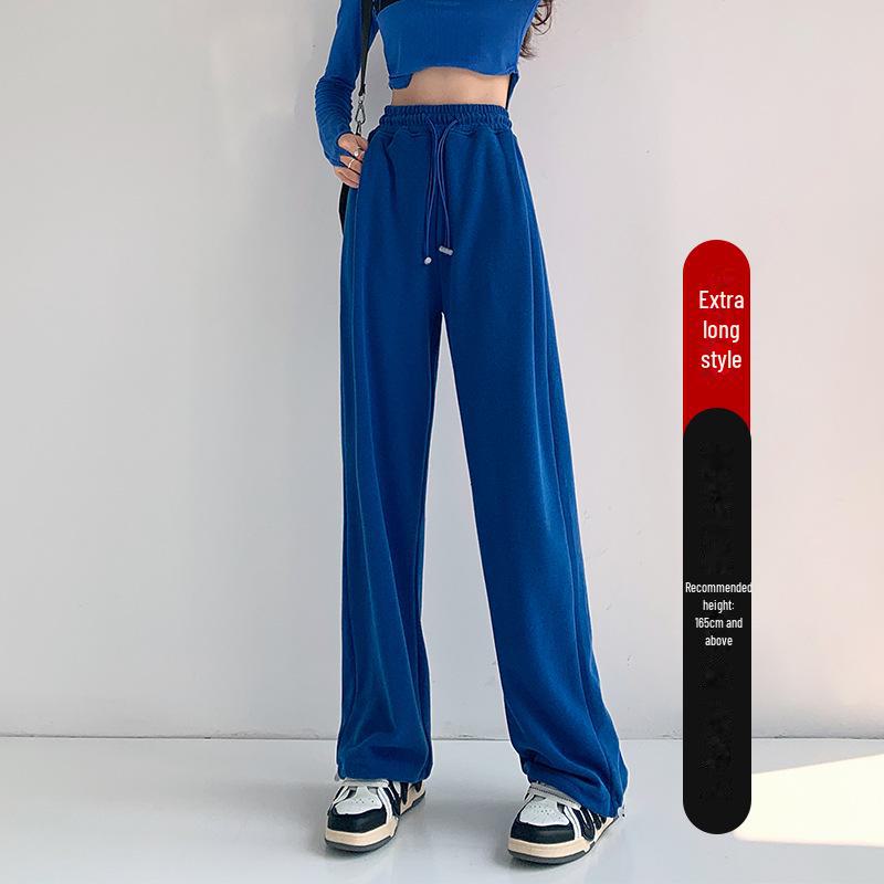 Женские спортивные брюки в американском стиле с высокой талией и широкими штанинами на шнурке, осенняя коллекция 2024 г.