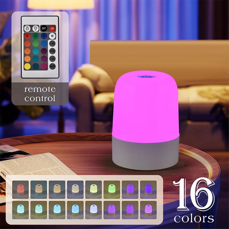 Ночник 16 цветов RGB с регулируемой яркостью, Маленькая лампа, Портативные сенсорные лампы с бесступенчатой регулировкой яркости для спальни, Светодиодные лампы с меняющимися цветами