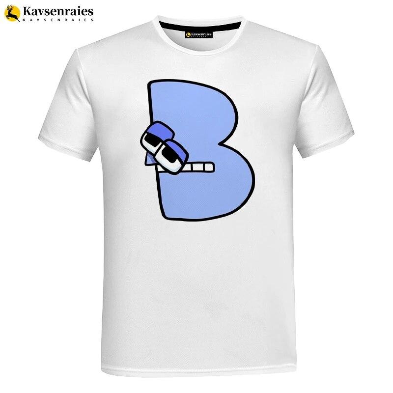 Футболка с 3D изображением алфавита, детская футболка с рисунком аниме для мальчиков и девочек, крутая уличная одежда с короткими рукавами, топы