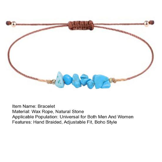 Браслет из драгоценных камней Женский Мужской Регулируемый Плетеный Кристальный Браслет Бохо Веревочка