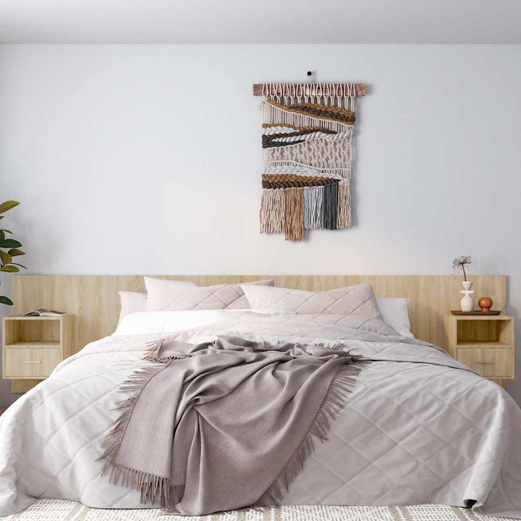 Bed Headboard with Nightstands Sonoma Oak Wood Based Material