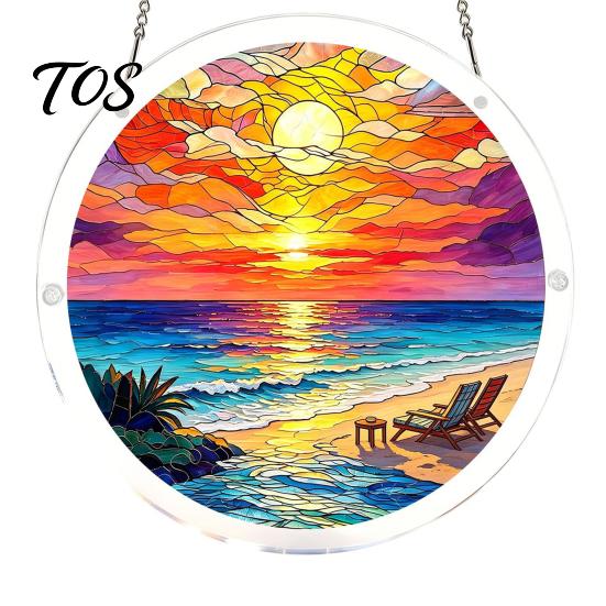 Stained Glass Effect Ornament Acrylic Puzzle Suncatcher, Colorful Window Hanging Ornament, 7.87 Inch Sun Decorative Pendant Catcher Decoration, Ideal