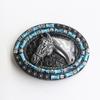 Zinc Western Cowboy Belt Buckle with Cow Skull & Horse Head