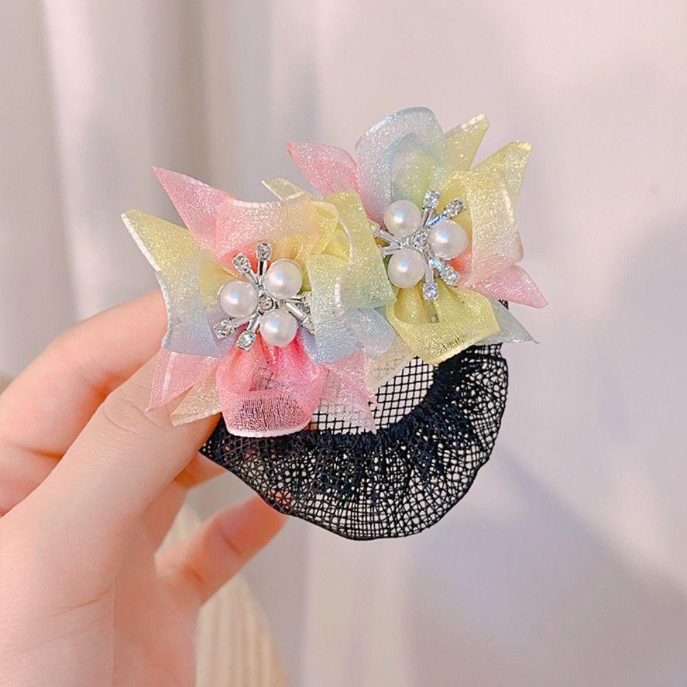 Mesh Snood Spring Clip Princess Sequin Hair Nets Kids Headwear Star Hair Nets Birthday Party