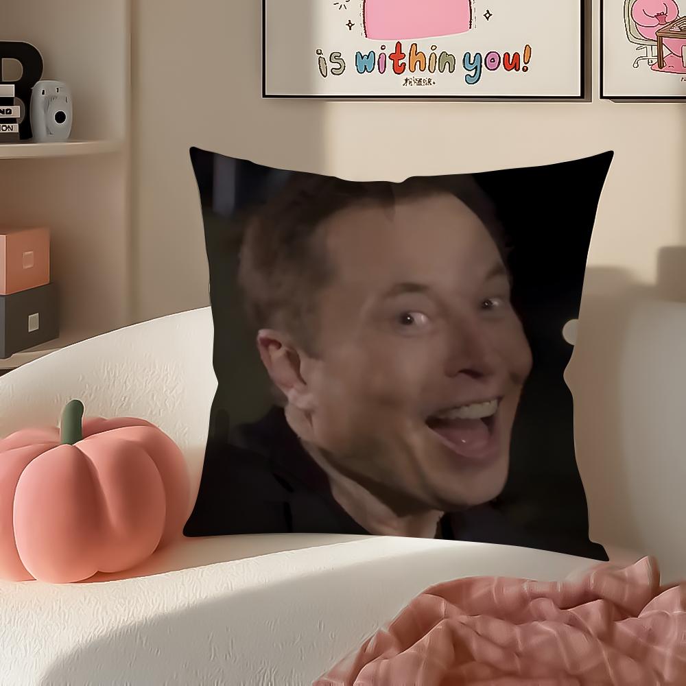 EElon MMusk meme Cushion Cover Pillowcase Short Plush Invisible zipper Room Sofa Cushion Cover