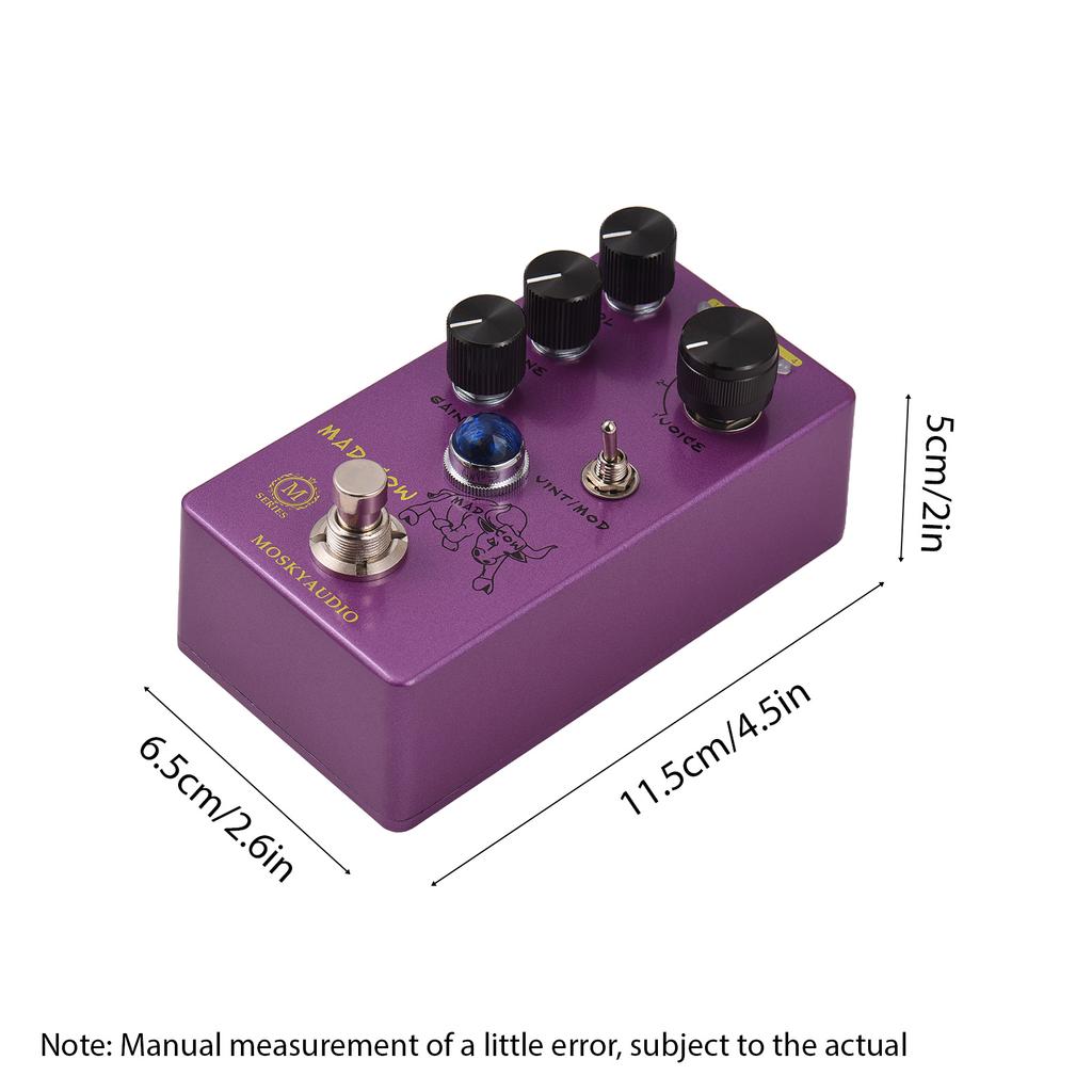 Педаль эффектов искажения для гитары MOSKYAUDIO MAD COW GAIN/VOL/TONE/VINT/MOD/4-Mode Knob DC 9V 6.35mm