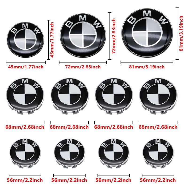 Universal Base Black White Badge Set for BMW 7Pcs 68mm 56mm 82mm 74mm  Hood Trunk Wheel Steering Logo 7Pcs 2-Pin 3-Pin Clips Kit GX9