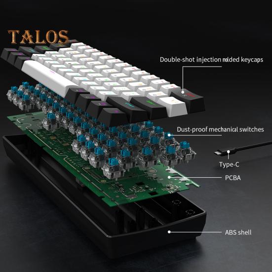 Проводная механическая игровая клавиатура с RGB-подсветкой, эргономичный дизайн, 61 клавиша, компактная мини-проводная офисная клавиатура для ноутбука