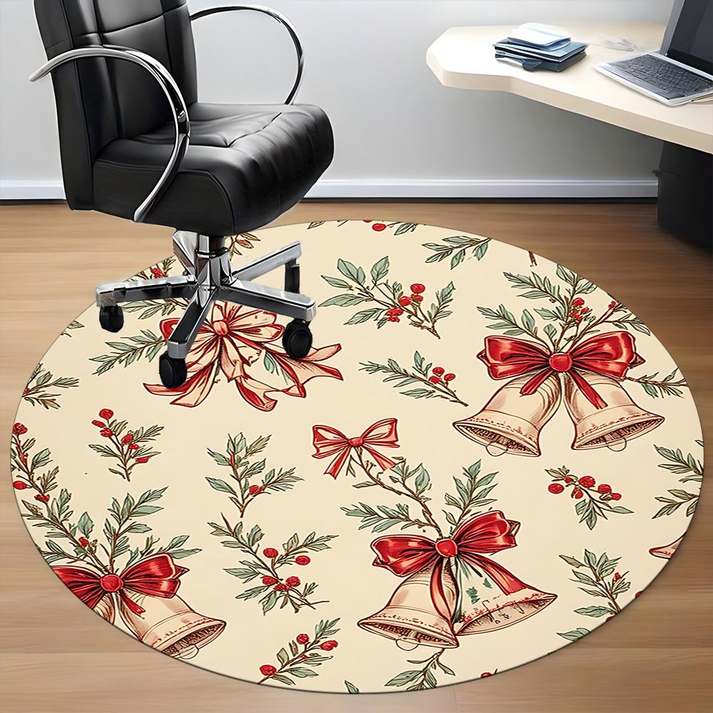 1pc Holiday BellsChair Carpet for Office, Indoor Non-Slip Washable Polyester Fiber Carpet, Mat For Office, Machine Washable