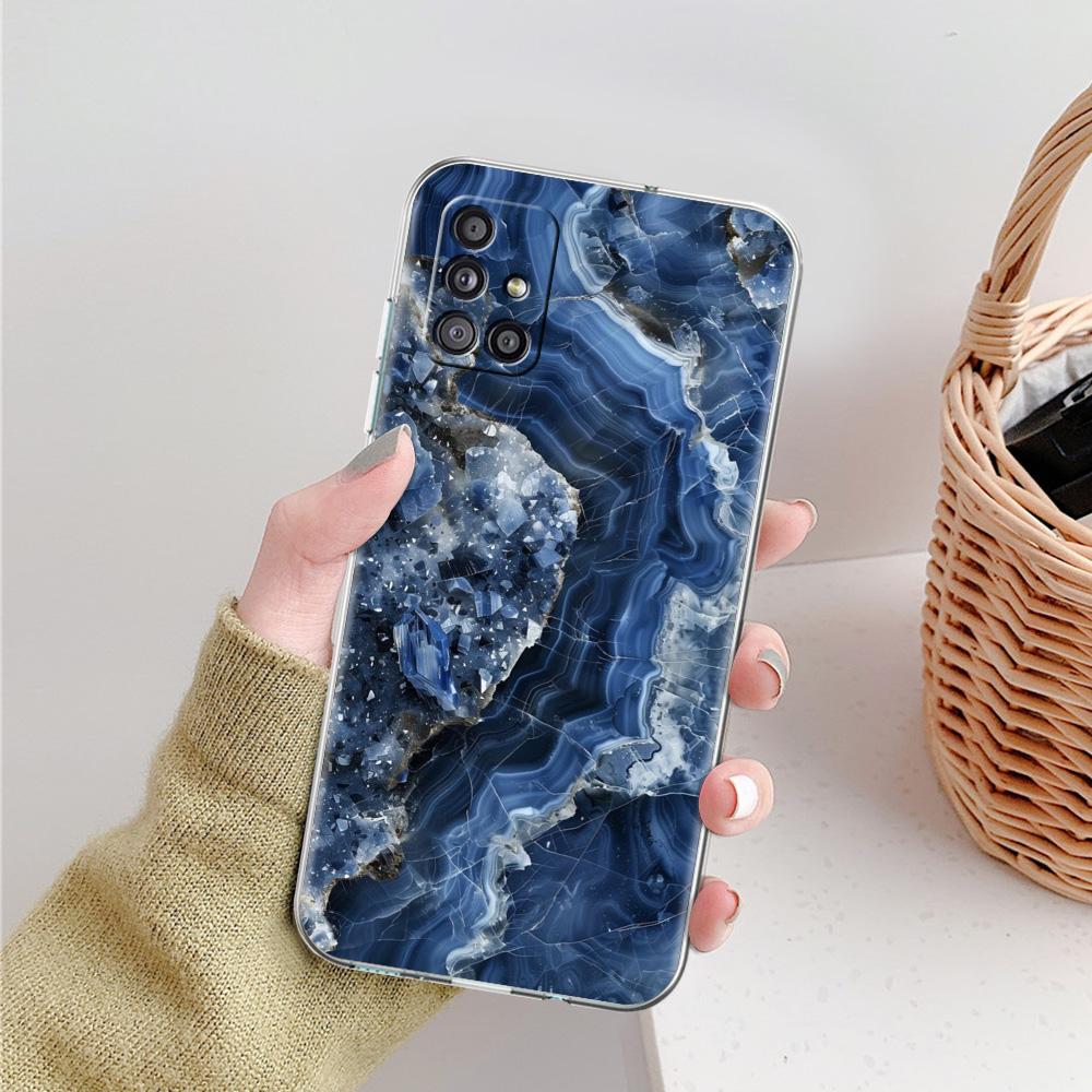 Чехол для телефона Samsung A15 A13 A35 A55 A51 A71 A41 A31 A21S A03S A05 A17 A23 A25 A33 A53 A73 5G A07 4G Прозрачный чехол Мраморный камень