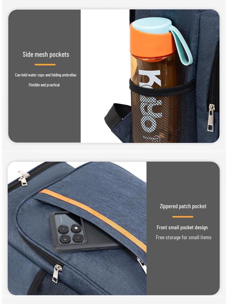 Men's Double Shoulder Casual Backpack - High-End, Insulated, Large Capacity, Lightweight, Thickened, Water-Repellent Travel and Picnic Bag