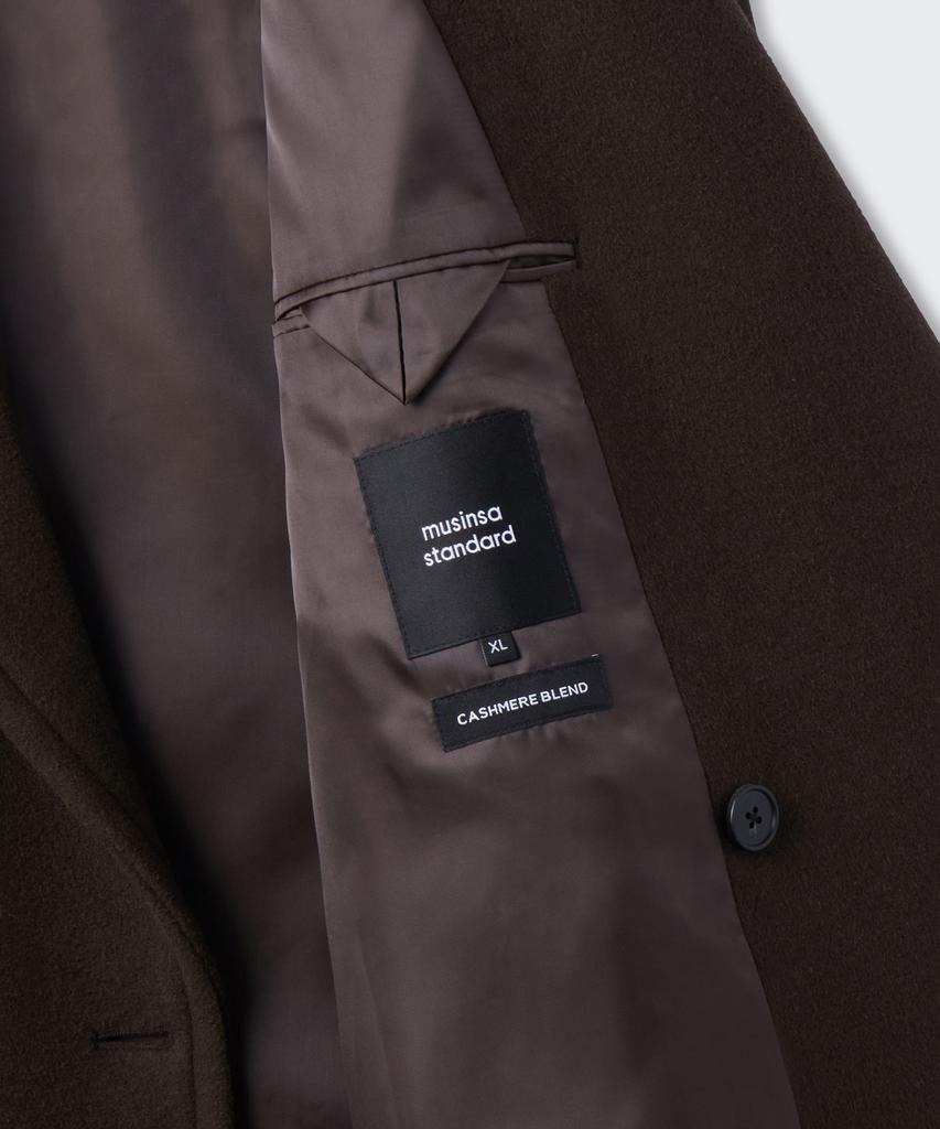 Musinsa Standard Cashmere Blend Daddy Shoulder Double Long Coat [Baroque Brown]
