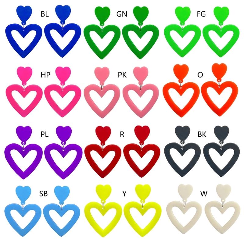 Стильные Акриловые Серьги-Подвески Розовые Сердечки Серьги-Капли Женские Вечерние Полые Серьги-Заявление Подарок на День Святого Валентина Легкие