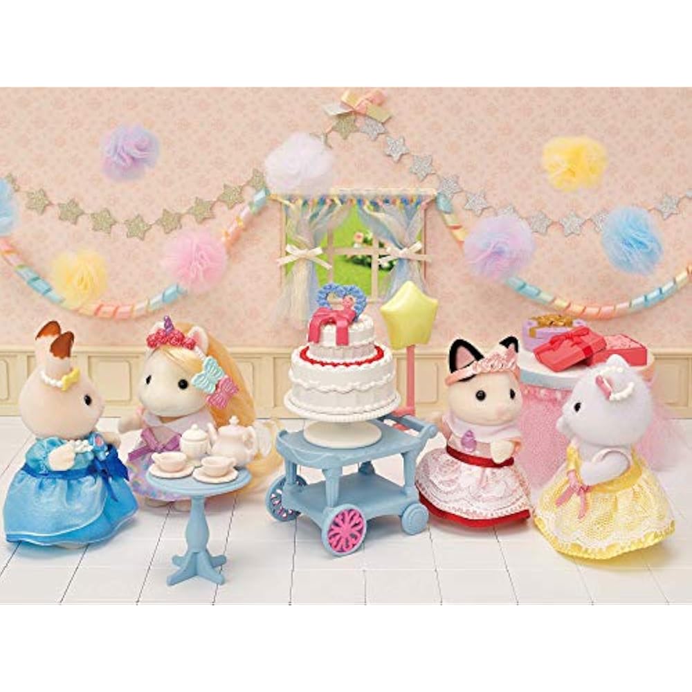 Набор кукол/мебели Sylvanian Families [Набор «Сладкая вечеринка» -Девочка-кошка угольно-серого окраса-] DF-21 Сертификат ST Mark...