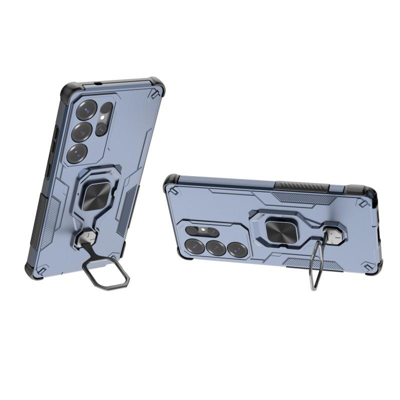 Для Samsung Galaxy S25 Ultra Чехол для телефона WANLONFENG PC TPU Задняя крышка Подставка с Закаленным стеклом