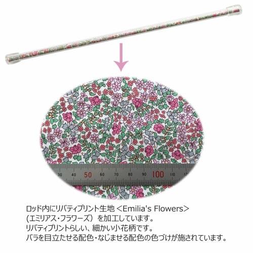 Two-Piece Flute Cleaning Set: Swab (Cleaning Cloth) and Rod by Atelier Tomaaz (Swab: Pink N20 / Rod: LIBERTY Emilia Flowers B N19)
