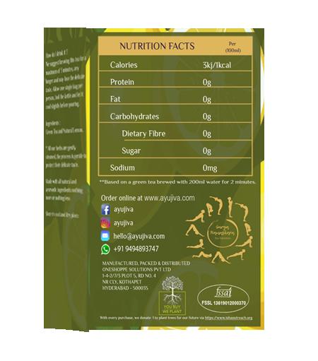 Зеленый чай с Лимоном (20 пак, 40 г), Green Tea with Lemon 20 Bags,  Ayujiva Ayurveda