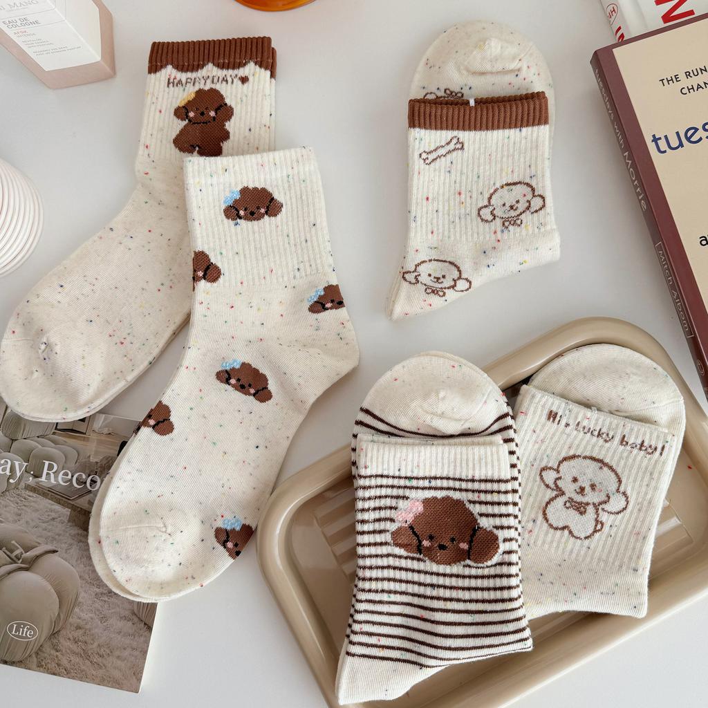 Идеи Носки из пряжи Детские носки средней длины Модные носки в мультяшном стиле в стиле колледжа Японские милые спортивные носки