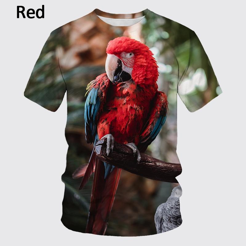 Мужская и женская футболка с забавным 3D-принтом с попугаем. Летняя повседневная футболка с принтом животных.