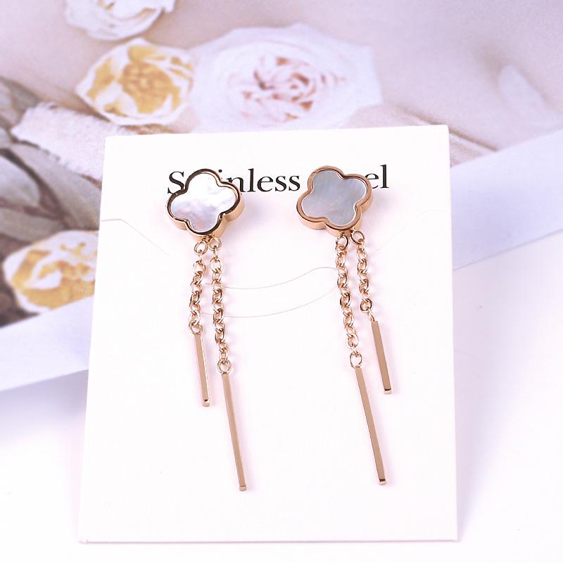 Fraudi Four -Leaf Earlobe Female 18k Gold Titanium Steel Jewelry