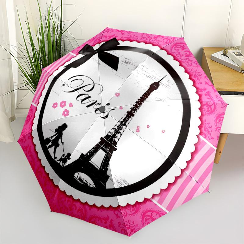 1pc Paris Eiffel Tower Auto-Fold Umbrella with One-Touch Open/Close - 8 Reinforced Ribs for Windproof Stability,  yy251118258