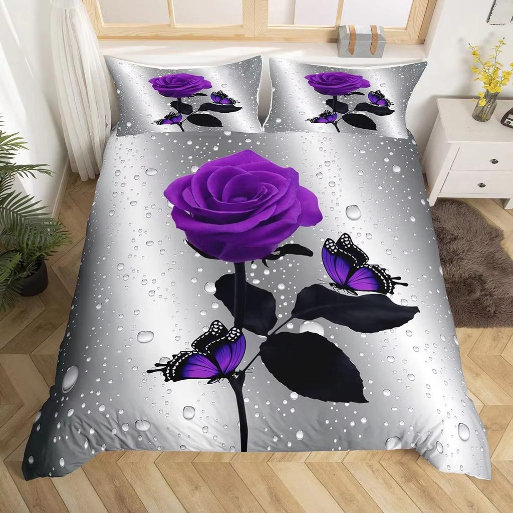 Floral Duvet Cover Butterfly Flower Bedding Set Full King For Girls Women Botanical Flowers Comforter Cover With 2 Pillow Cases