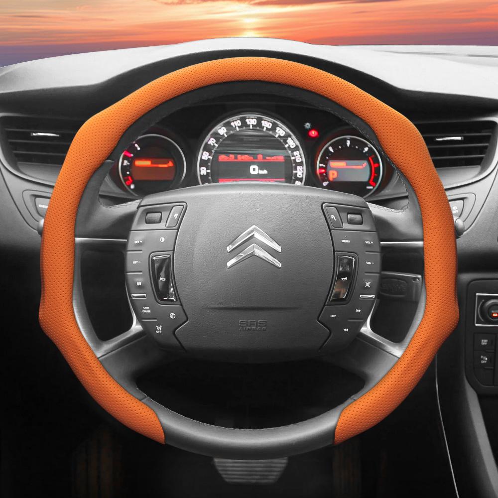 Подходит для Citroen Чехол на руль из перфорированной кожи C3 C4 X Berlingo C5 Aircross Jumper SpaceTourer Ami X Красный Черный