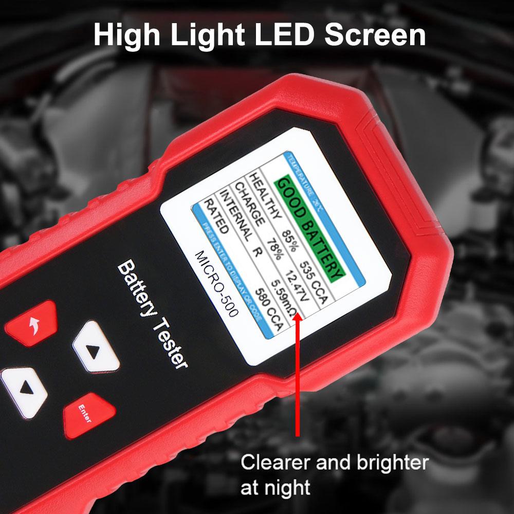 Micro-500 Portable Repair Tools Car Battery Tester 12V For Motorcycle Truck SUV Battery Capacity Tester Multifunctional