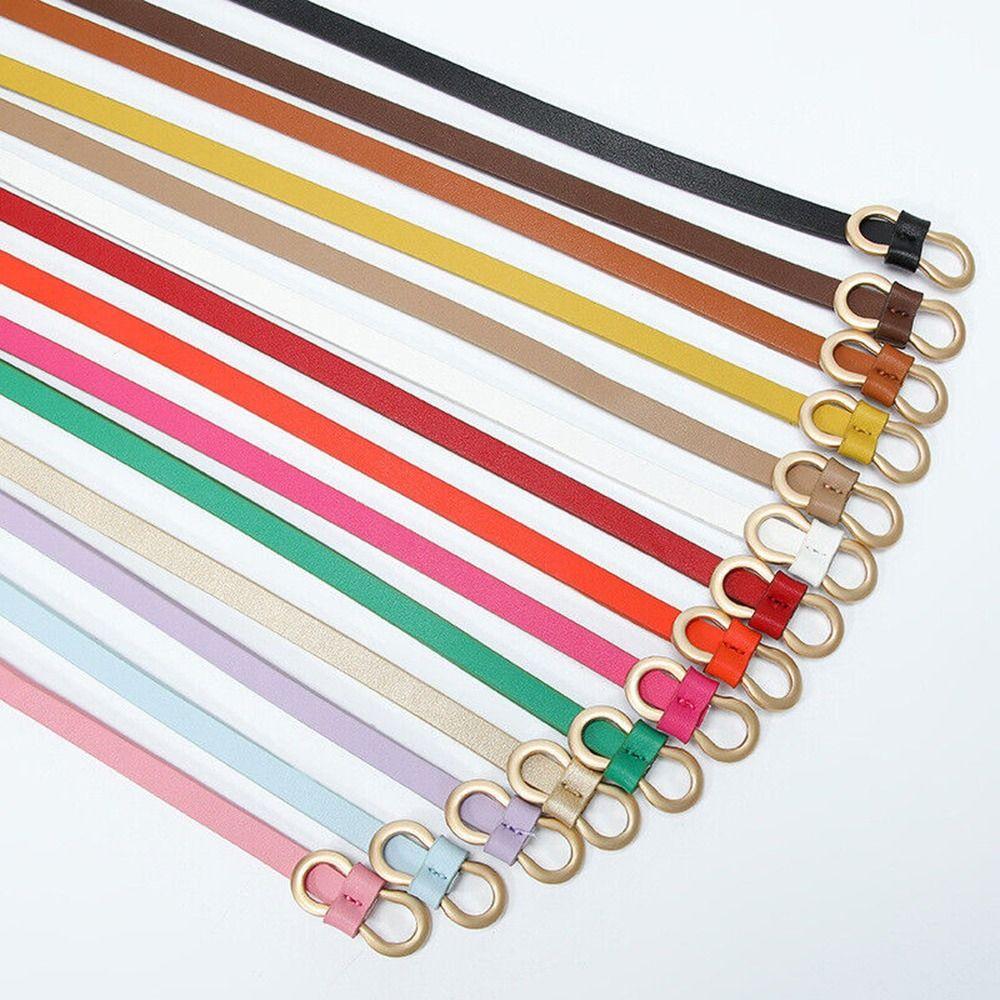 Ladies Vintage Shirt Dress Leather Belt Thin Waist Strap Trouser Dress Belts 8-Shaped Buckle Belts