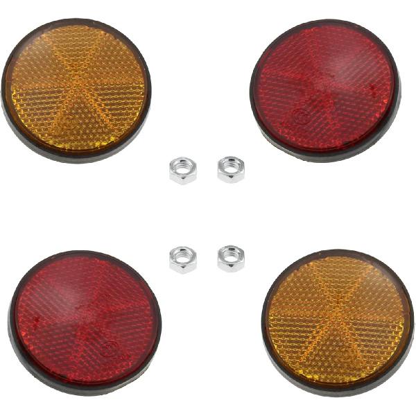 DGZZI Round Reflector 4PCS 2inch / 56mm Plastic Universal Screw Mount Reflective Warning Reflectors for Motorcycle Bike, Red and Orange