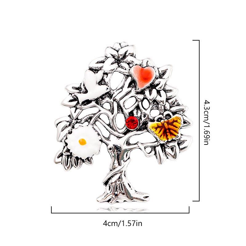 1PC Red Brooches Lapel Pin Corsage Christmas Tree Imitation Rhinestone Trend Enamel Jewelry