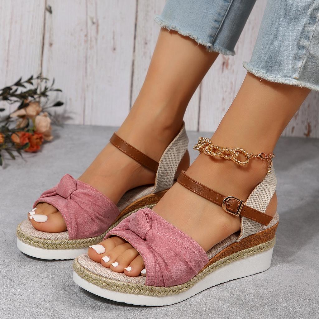 Women's Sandals New Retro Metal Fashion Leopard Print Decoration Wedges Sandalias Non-Slip Peep Toe Sandalias Mujer Plus Size