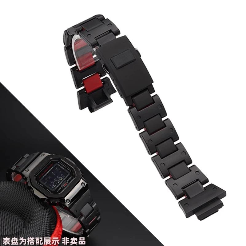 Модифицированный пластико-стальной ремешок для часов Casio DW6900 DW-6900 9600 DW5600 DW-5600 GW-M5610 GW-5000 Черный Браслет Ремешки для часов 16 мм