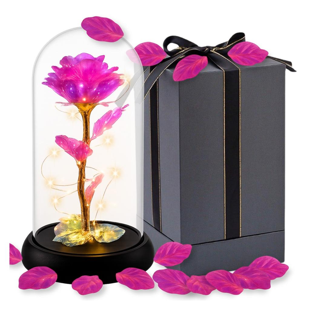 Eternal rose in glass with LED lighting - a gift idea for a loved one