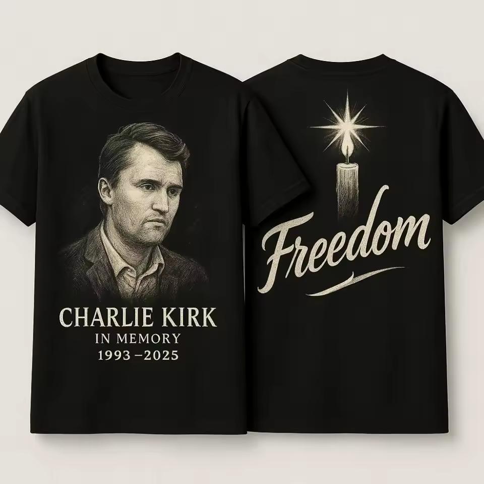 Charlie Kirk Freedom Memorial T Shirt Printed Design Comfortable and Breathable Soft Fashionable Men Clothing Men Daily Tee