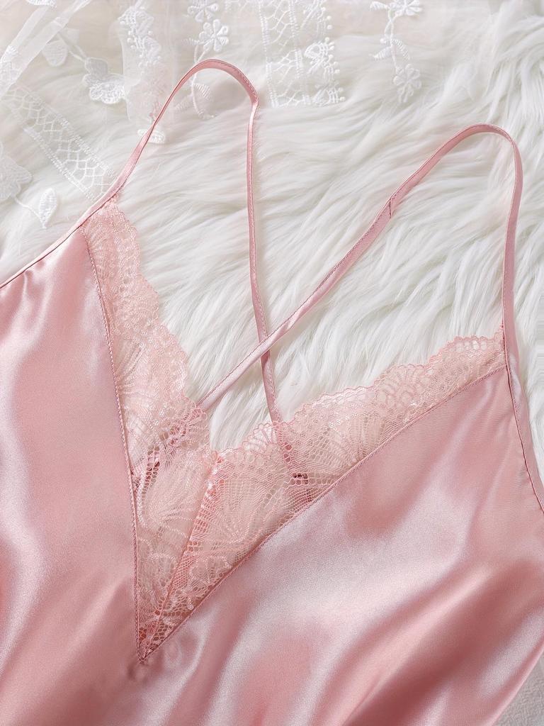 Women's Lace Satin Pajama Set - Camisole, Shorts & Wrap