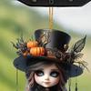Yousheng Halloween Witch Car Pendant Pumpkin Lanterns Bat Elements Rearview Mirror Ornament Gothic Tabletop Hanging Accessories