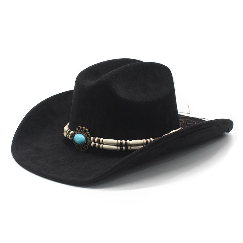 Autumn and winter European and American style cowboy hat men and women couple ethnic wind roll along top hat sun hat jazz hat