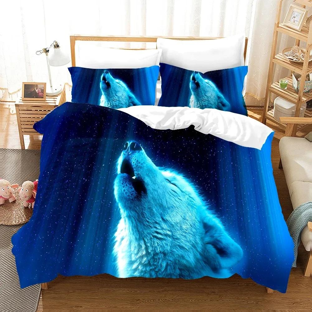 3D White Wolf Bedding Set  Aniaml Bedding Set Single Twin Double Queen King Cal King Size Bed Linen Set