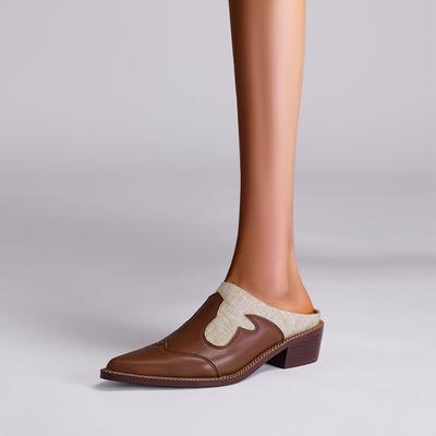 Модная обувь Kaky's с острым носком из кожи с напылением, большого размера, женские туфли-шлепанцы, обернутые полушлепанцы, туфли Мюли, модная обувь