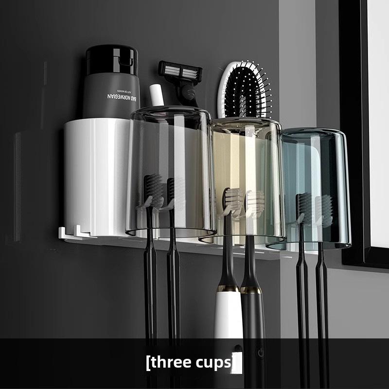 Настенный держатель для зубной щетки и зубной пасты без проколов с чашкой для ополаскивателя полости рта