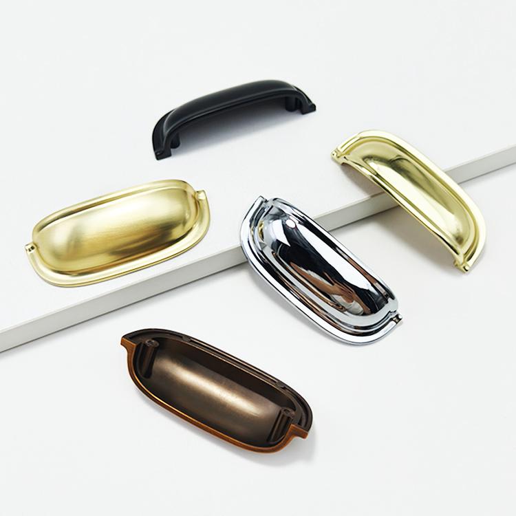 Northern European Furniture Semi Circular Zinc Alloy Drawer Cabinet Handle Luxury Creative Golden Shell Shaped Drawer Handle