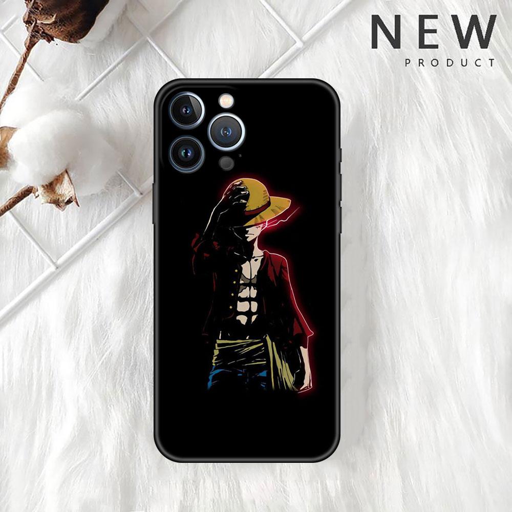 Case For Apple iPhone 11 13 14 12 Pro 7 Plus XR X XS Max 6 6S 13Pro Max Black Silicone Phone Funda Anime One- Piece